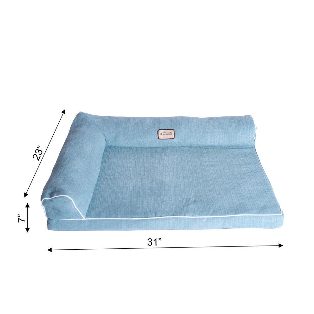 New Armarkat Model D08B Soothing Blue Medium Bolstered Pet Bed with Memory Foam. Picture 6