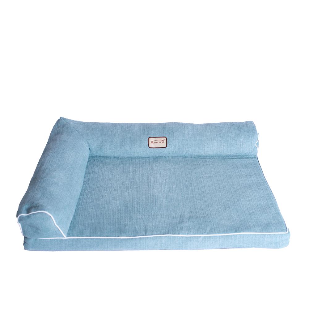 New Armarkat Model D08B Soothing Blue Medium Bolstered Pet Bed with Memory Foam. Picture 9