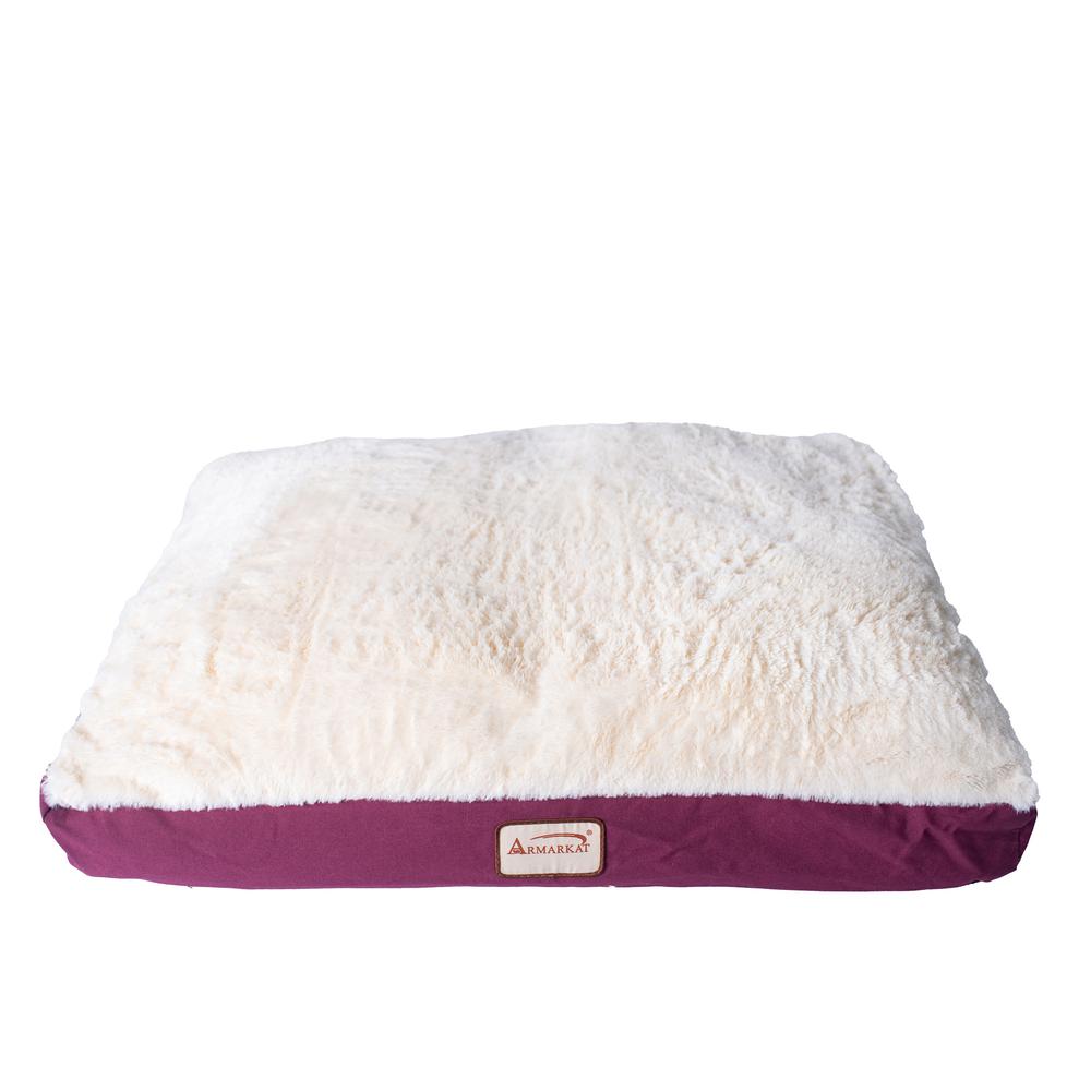 Armarkat Model M02HJH/MB-L Large Pet Bed Mat with Poly Fill Cushion in Ivory & Burgundy. Picture 1