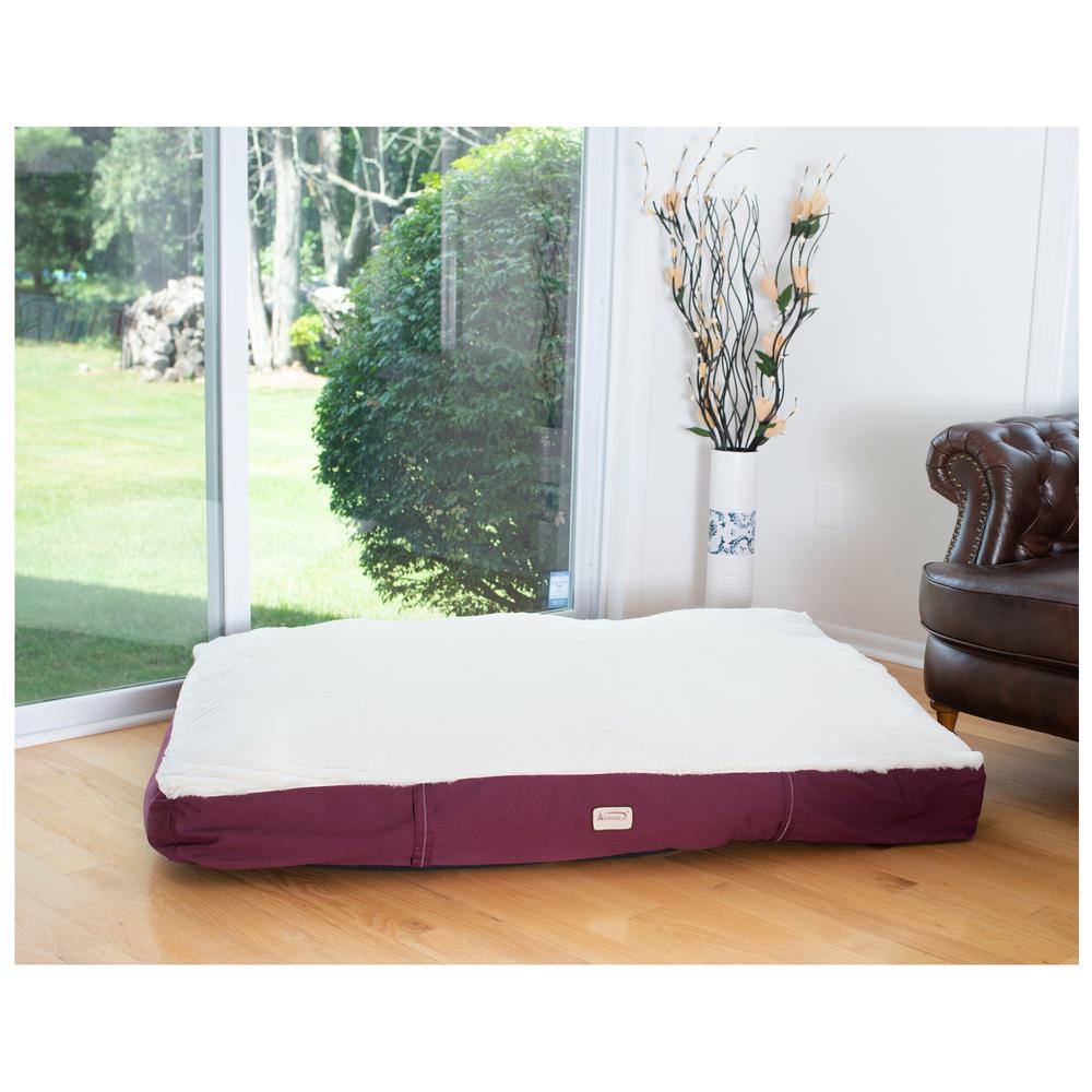 Armarkat Model M02HJH/MB-L Large Pet Bed Mat with Poly Fill Cushion in Ivory & Burgundy. Picture 5
