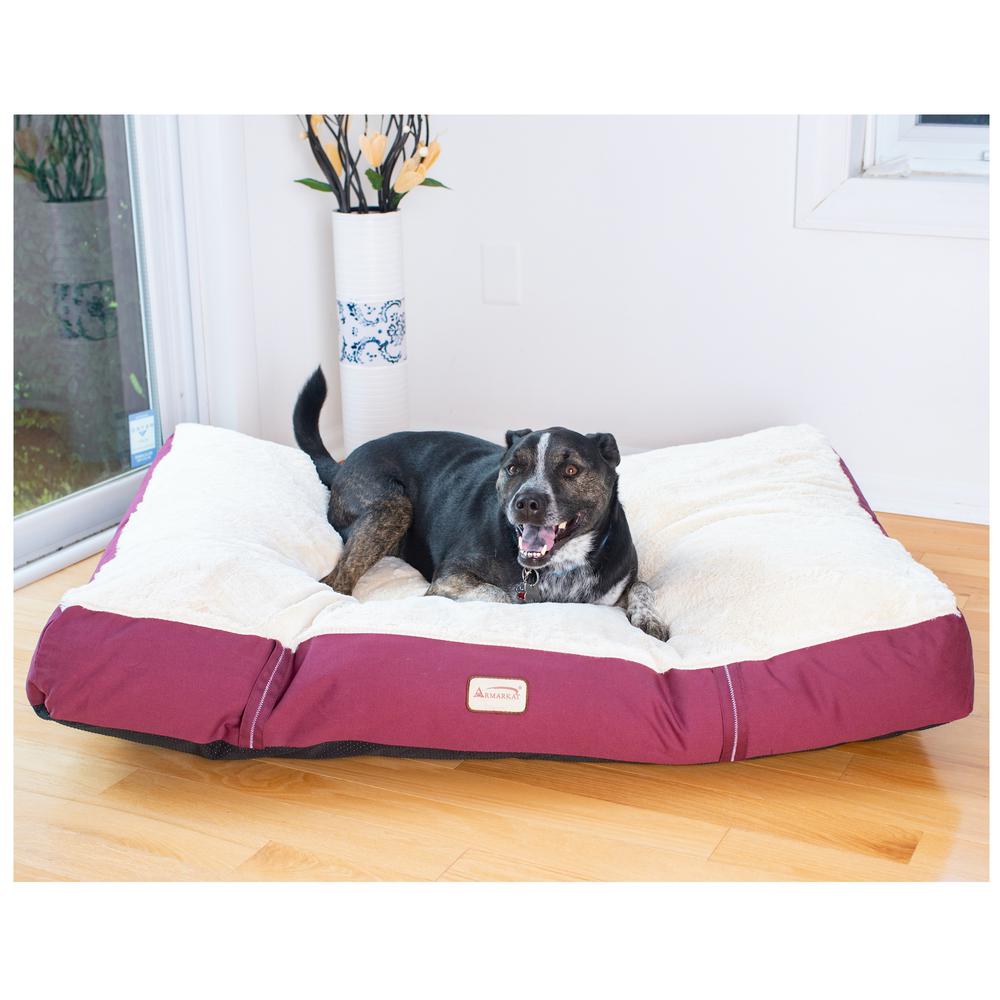 Armarkat Model M02HJH/MB-L Large Pet Bed Mat with Poly Fill Cushion in Ivory & Burgundy. Picture 6