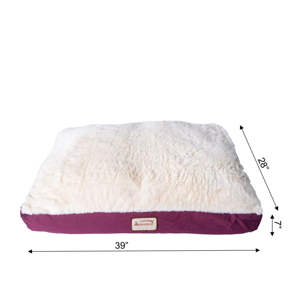 Armarkat Model M02HJH/MB-L Large Pet Bed Mat with Poly Fill Cushion in Ivory & Burgundy. Picture 7