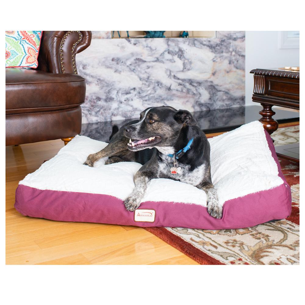 Armarkat Model M02HJH/MB-L Large Pet Bed Mat with Poly Fill Cushion in Ivory & Burgundy. Picture 8