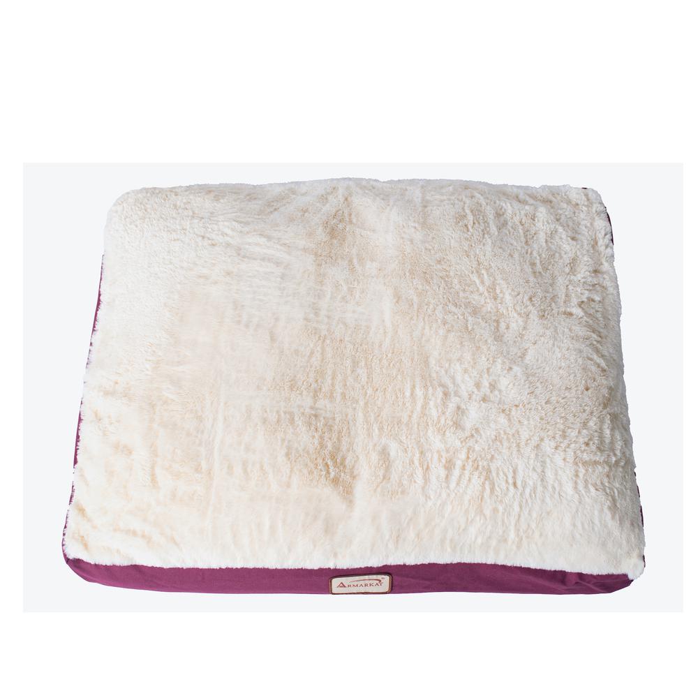 Armarkat Model M02HJH/MB-L Large Pet Bed Mat with Poly Fill Cushion in Ivory & Burgundy. Picture 10