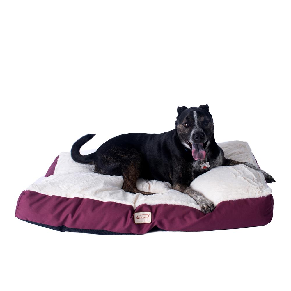 Armarkat Model M02HJH/MB-L Large Pet Bed Mat with Poly Fill Cushion in Ivory & Burgundy. Picture 11