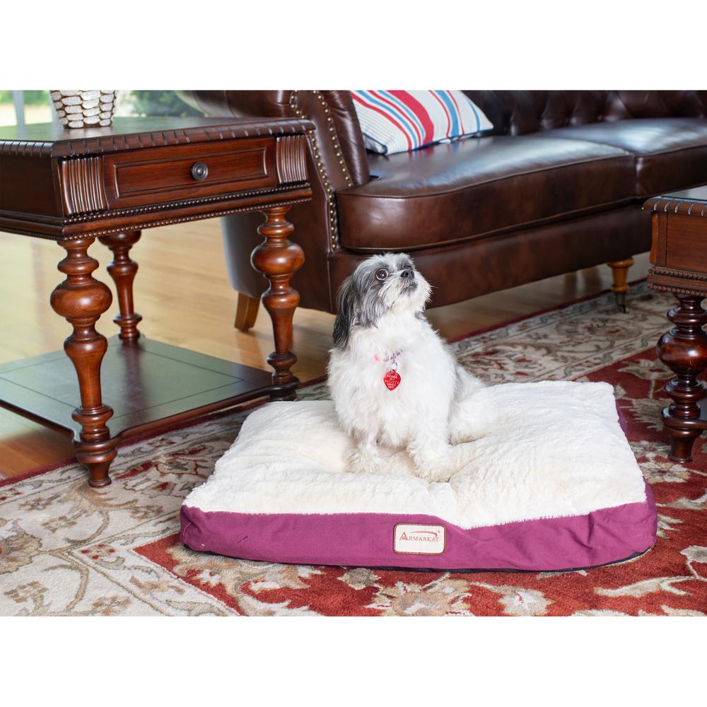 Armarkat Model M02HJH/MB-M Medium Pet Bed Mat with Poly Fill Cushion in Burgundy & Ivory. Picture 6