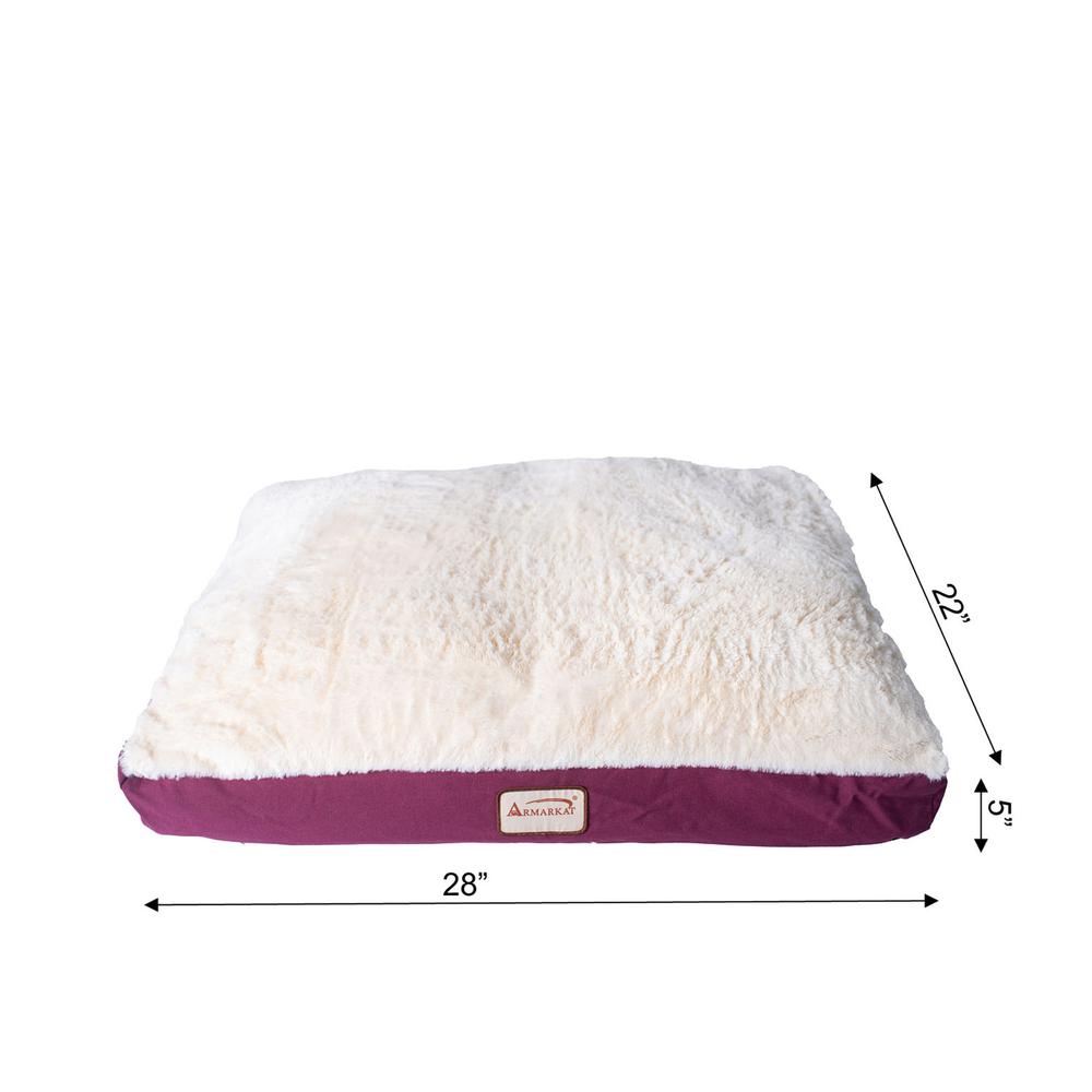 Armarkat Model M02HJH/MB-M Medium Pet Bed Mat with Poly Fill Cushion in Burgundy & Ivory. Picture 7