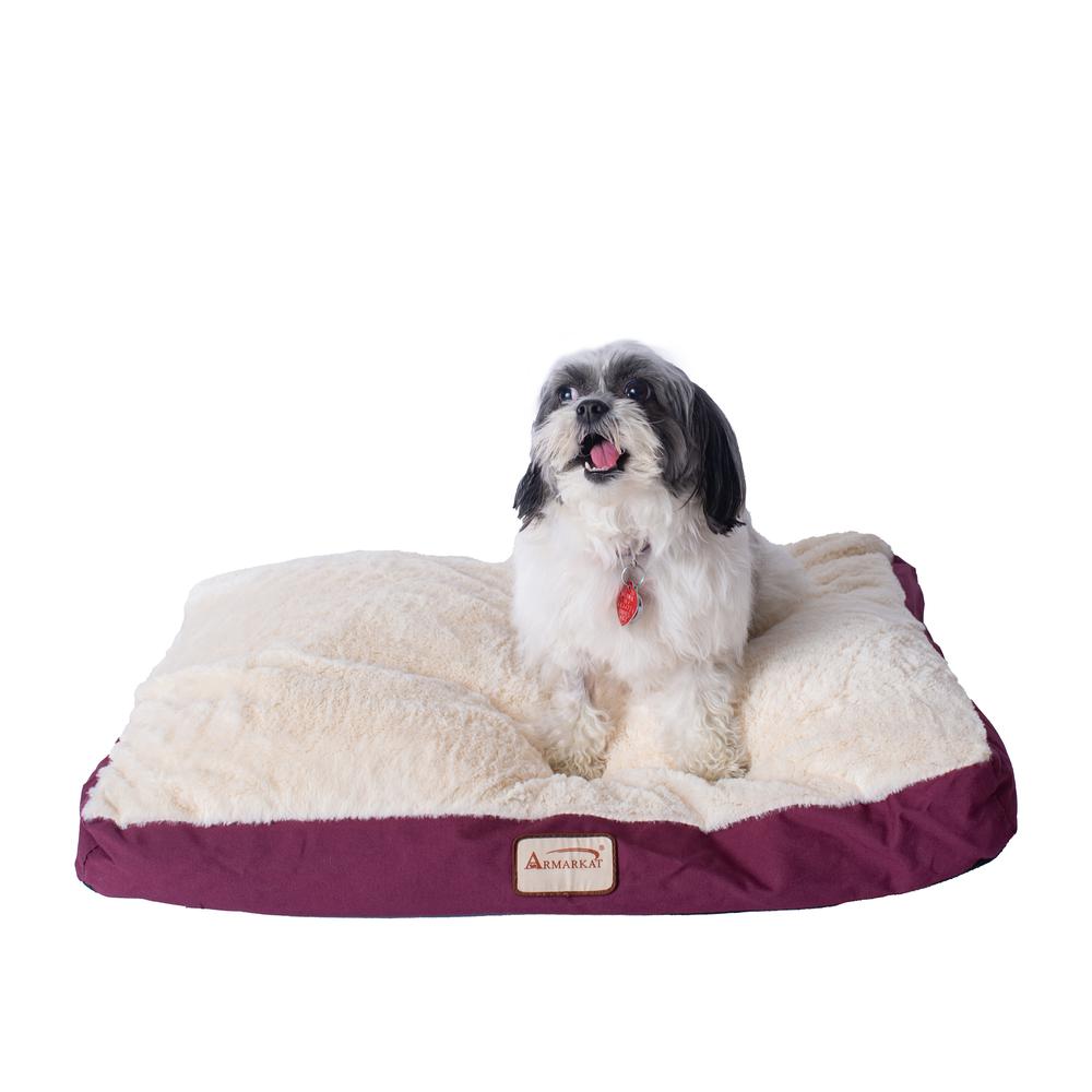 Armarkat Model M02HJH/MB-M Medium Pet Bed Mat with Poly Fill Cushion in Burgundy & Ivory. Picture 8