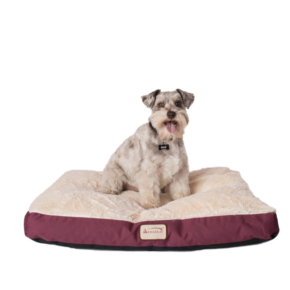 Armarkat Model M02HJH/MB-M Medium Pet Bed Mat with Poly Fill Cushion in Burgundy & Ivory. Picture 12