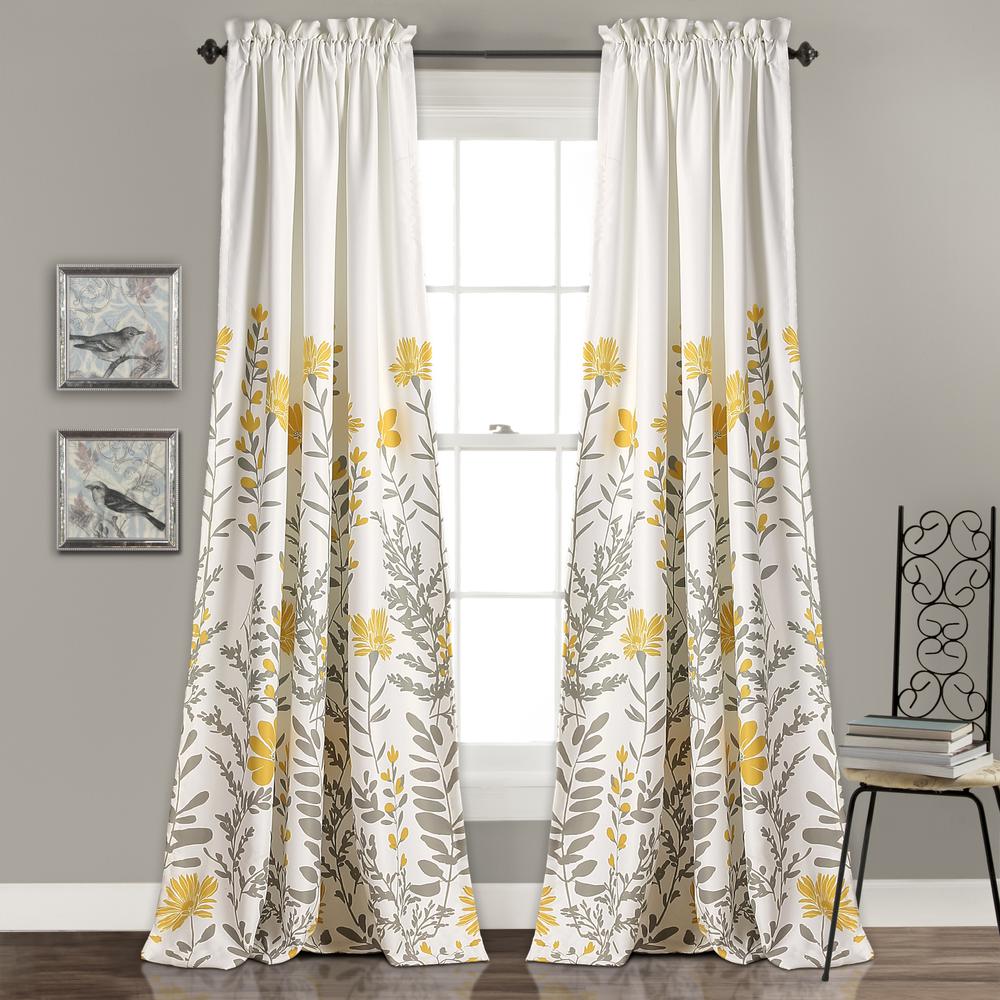 Aprile Room Darkening Window Curtain Yellow/Gray Set 52x84+2
