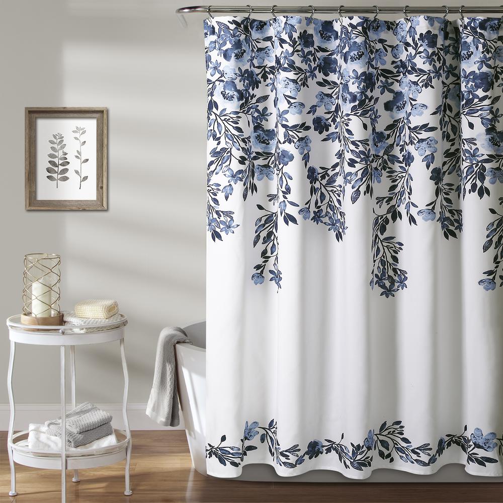 Tanisha Shower Curtain Navy/White 72X72