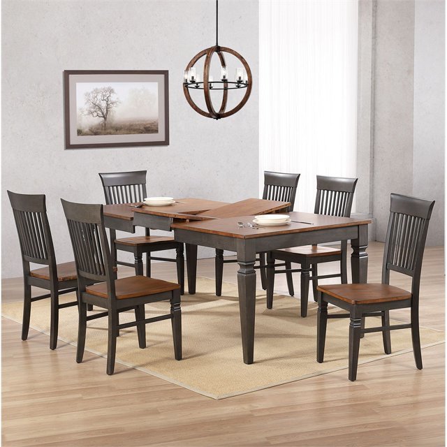 60-78" Rectangular Expandable Butterfly Leaf Dining Table Set with 6 Chairs. Picture 2