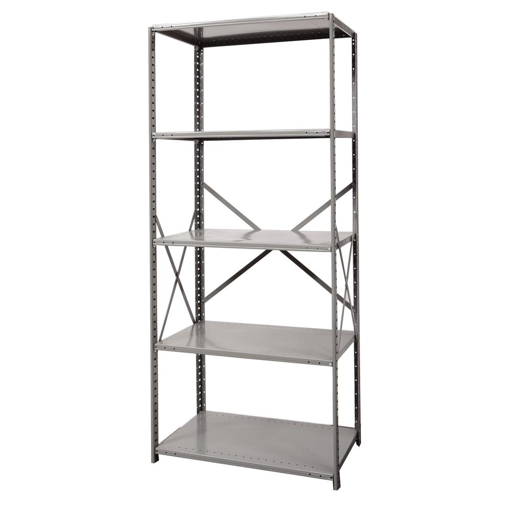 Hallowell Hi-Tech Metal Shelving 48"W x 18"D x 87"H 725 Dark Gray 5 Adjustable Shelves Starter Unit Open Style with Sway Braces. Picture 12