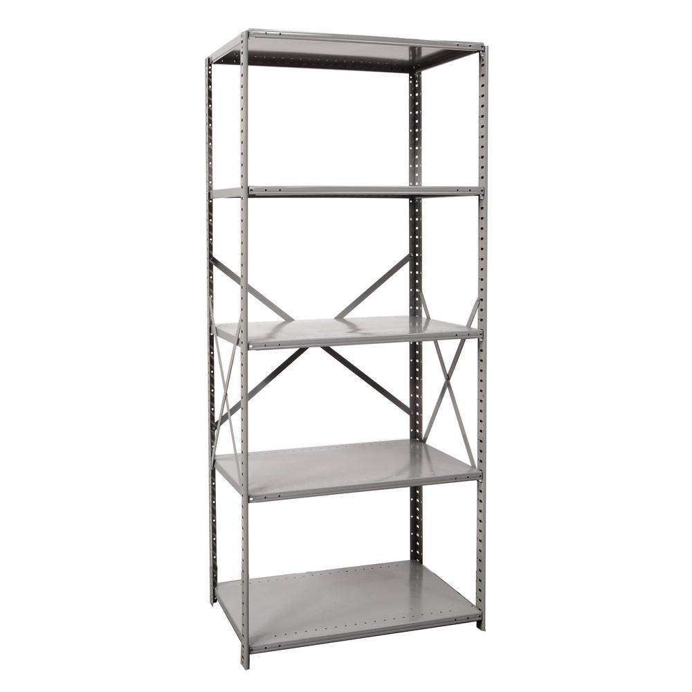 Hallowell Hi-Tech Metal Shelving 48"W x 18"D x 87"H 725 Dark Gray 5 Adjustable Shelves Starter Unit Open Style with Sway Braces. Picture 14