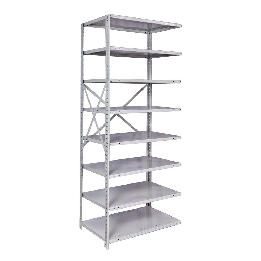 MedSafe Antimicrobial Hi-Tech Shelving 48"W x 24"D x 87"H 711 Light Gray 8 Adjustable Shelves Starter Unit Open Style with Sway Braces. Picture 2