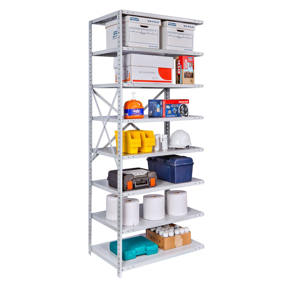 MedSafe Antimicrobial Hi-Tech Shelving 48"W x 24"D x 87"H 711 Light Gray 8 Adjustable Shelves Starter Unit Open Style with Sway Braces. Picture 4