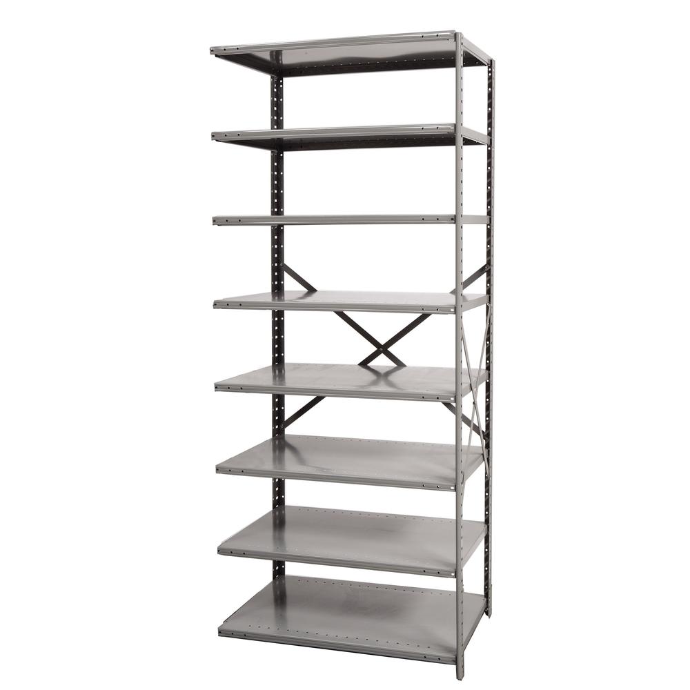 Hallowell Hi-Tech Metal Shelving 48"W x 24"D x 87"H 725 Dark Gray 8 Adjustable Shelves Starter Unit Open Style with Sway Braces. Picture 13