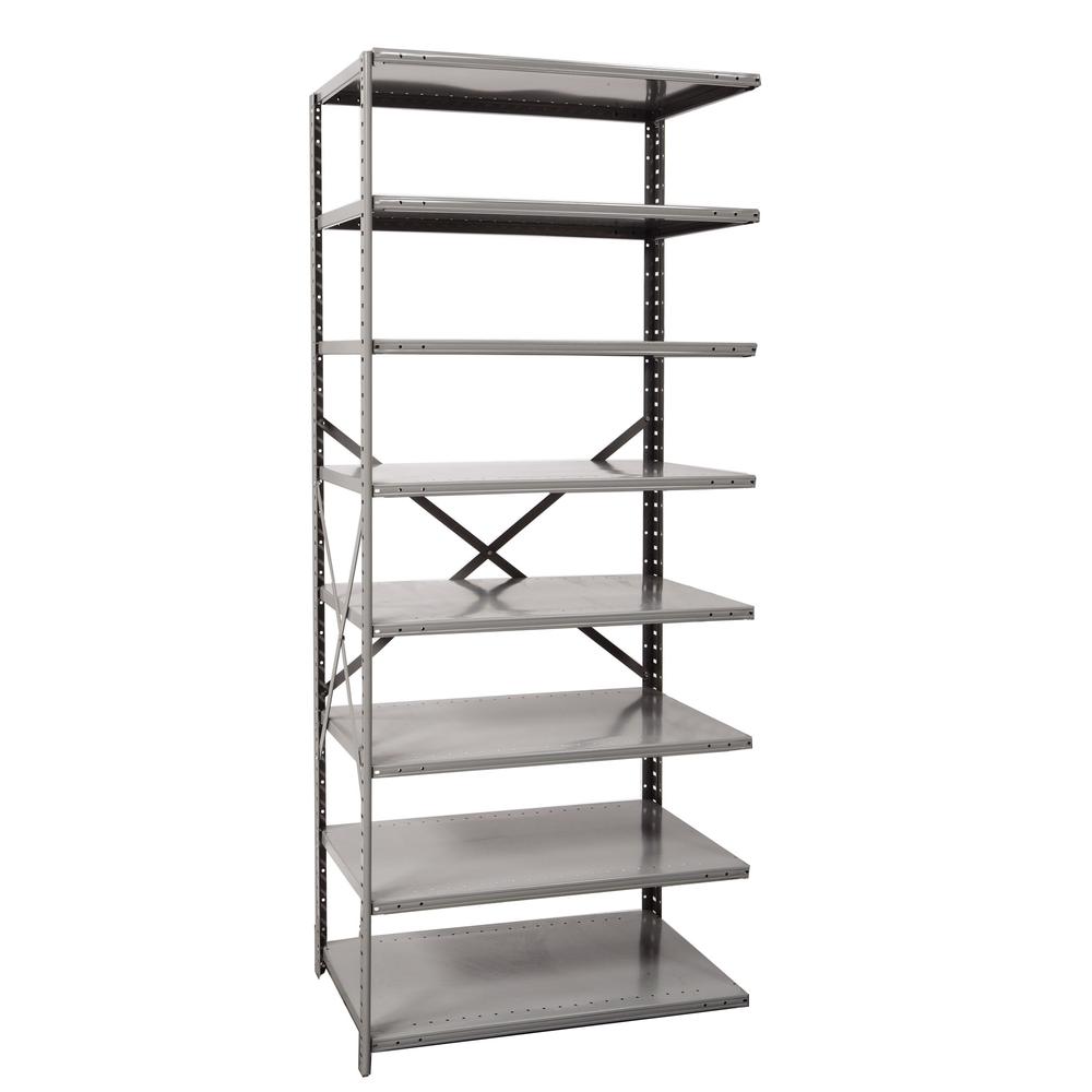 Hallowell Hi-Tech Metal Shelving 48"W x 24"D x 87"H 725 Dark Gray 8 Adjustable Shelves Starter Unit Open Style with Sway Braces. Picture 15