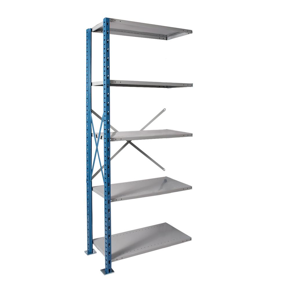 Hallowell Hi-Tech Metal Shelving 48"W x 18"D x 87"H 725 Dark Gray 5 Adjustable Shelves Starter Unit Open Style with Sway Braces. Picture 2