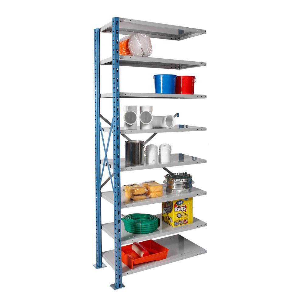 Hallowell Hi-Tech Metal Shelving 48"W x 18"D x 87"H 725 Dark Gray 8 Adjustable Shelves Starter Unit Open Style with Sway Braces. Picture 1