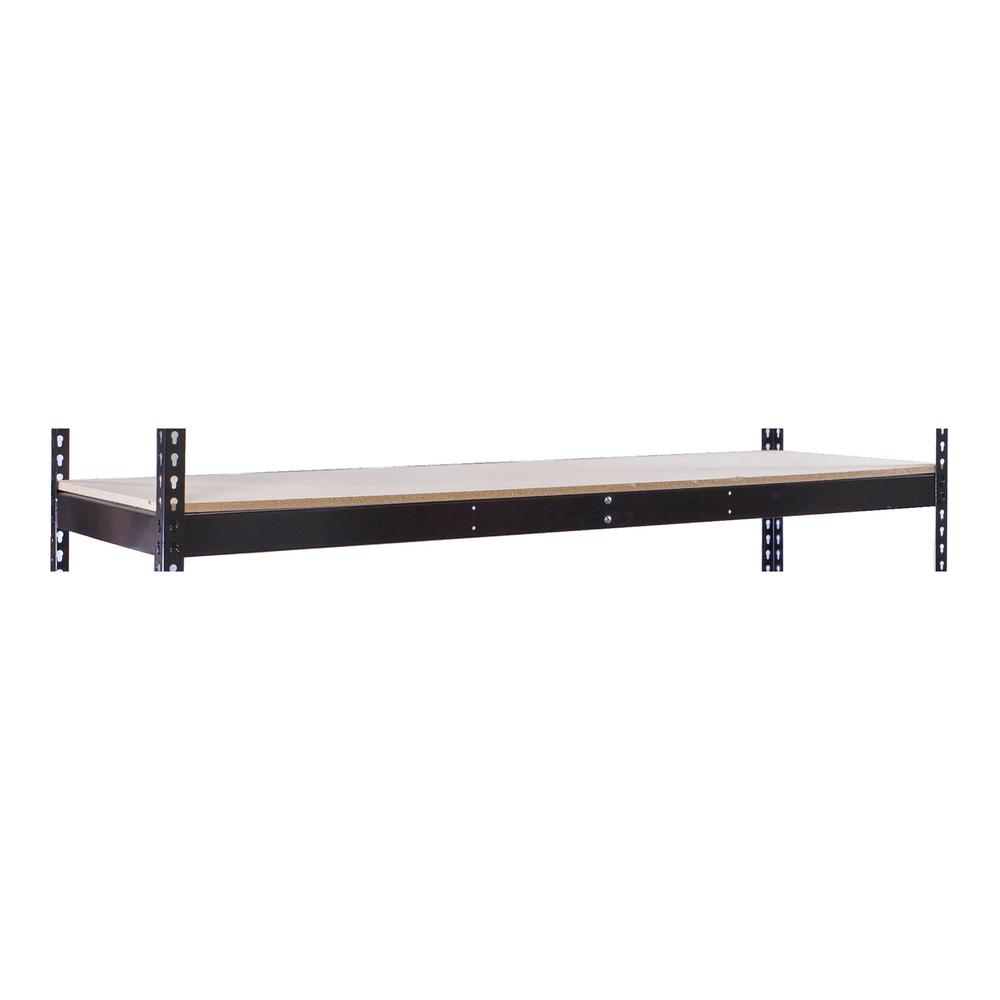 Rivetwell, Double Rivet Boltless Shelving with Center Support 72"W x 18"D 708 Midnight Ebony 1 Level  Includes Particle Board Decking. Picture 1