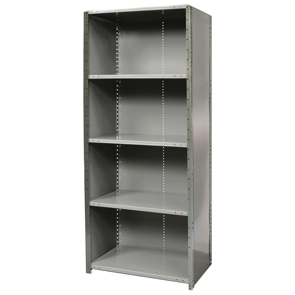 Hallowell Hi-Tech Metal Shelving 48"W x 18"D x 87"H 725 Dark Gray 5 Adjustable Shelves Starter Unit Closed Style. Picture 5