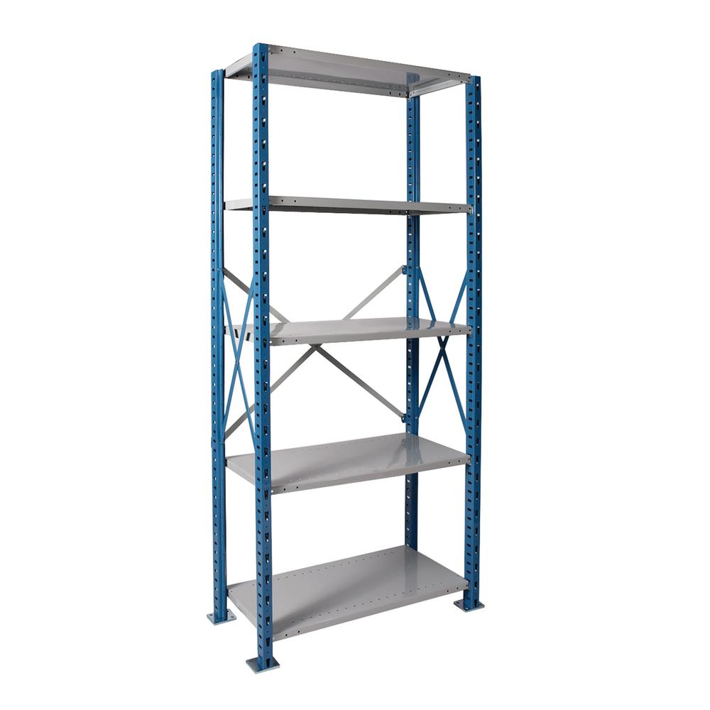 Hallowell Hi-Tech Metal Shelving 48"W x 18"D x 87"H 725 Dark Gray 5 Adjustable Shelves Starter Unit Open Style with Sway Braces. Picture 4