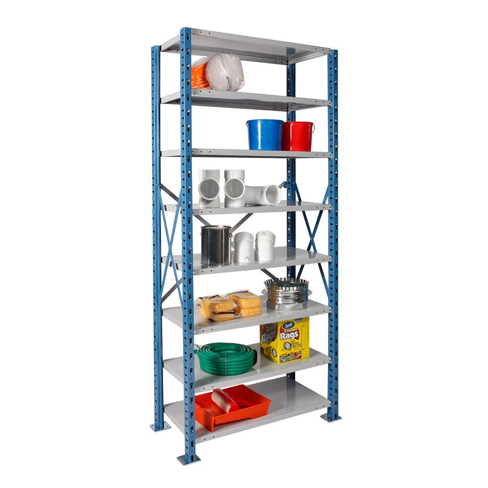 Hallowell Hi-Tech Metal Shelving 48"W x 18"D x 87"H 725 Dark Gray 8 Adjustable Shelves Starter Unit Open Style with Sway Braces. Picture 3