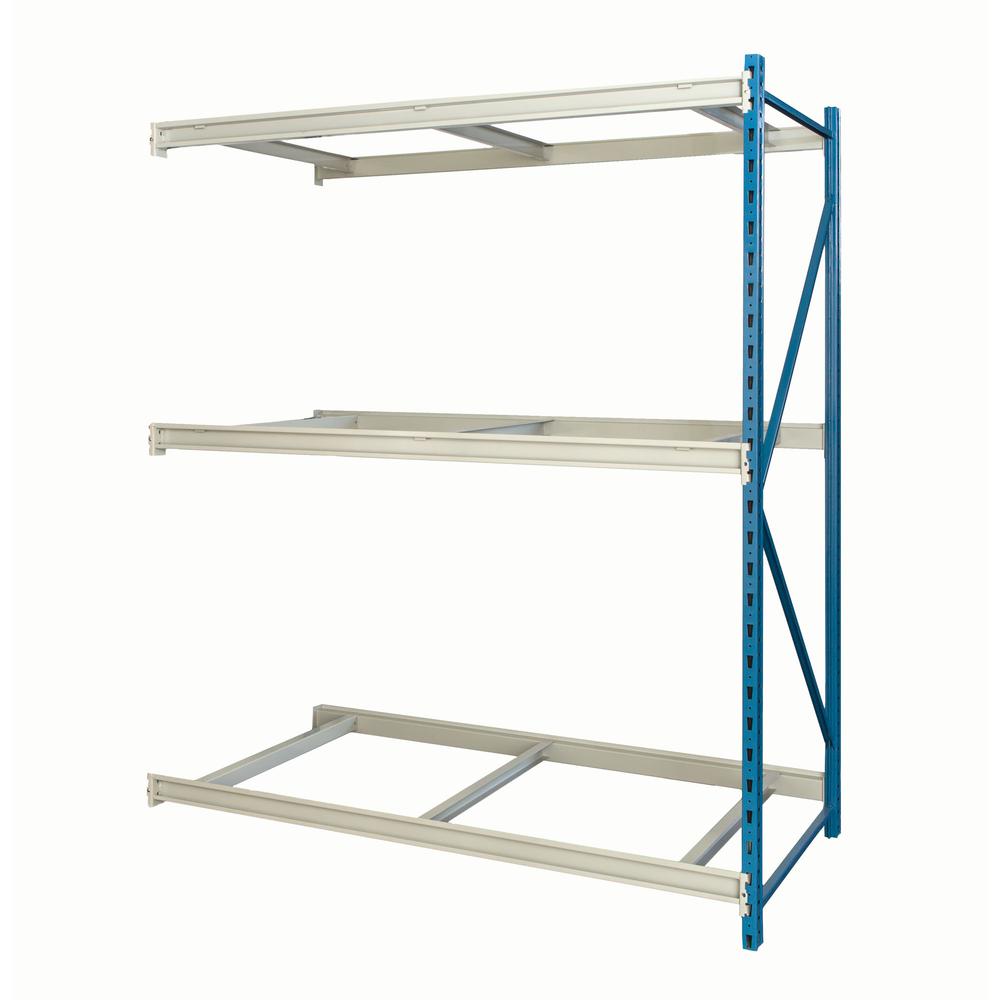 Bulk Rack 96"W x 36"D x 87"H 707 Marine Blue Uprights / 711 Light Gray Beams 3 Level Add-on Unit Decking Not Included. Picture 1