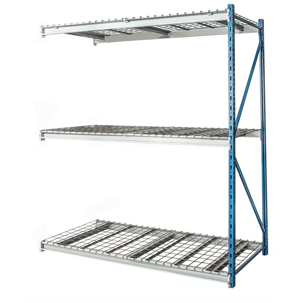 Bulk Rack 96"W x 36"D x 87"H 707 Marine Blue Uprights / 711 Light Gray Beams 3 Level Add-on Unit Includes waterfall wire deck. Picture 1