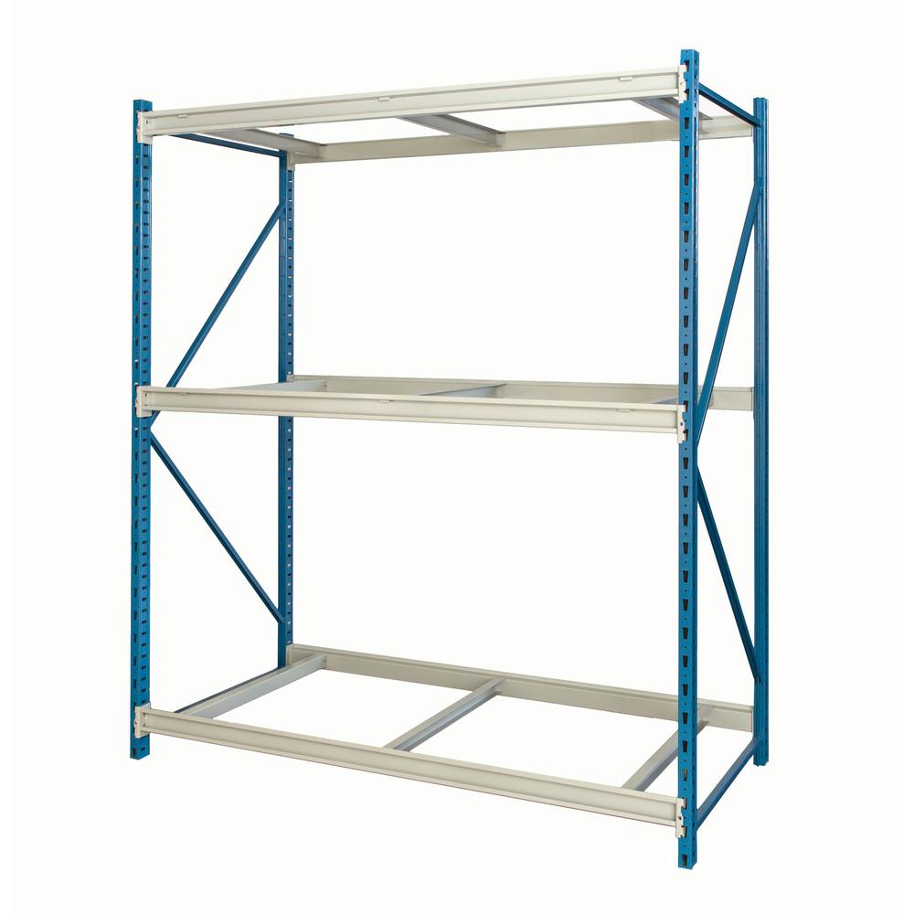 Bulk Rack 96"W x 36"D x 87"H 707 Marine Blue Uprights / 711 Light Gray Beams 3 Level Starter Unit Decking Not Included. Picture 1