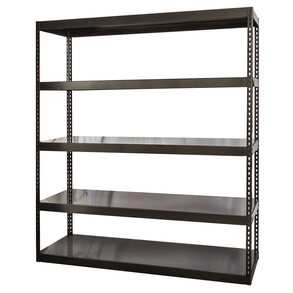 High Capacity Waterfall Deck Shelving 48"W x 24"D x 96"H 708 Midnight Ebony (black) 5 Shelves Stand Alone Unit Open Style. Picture 1