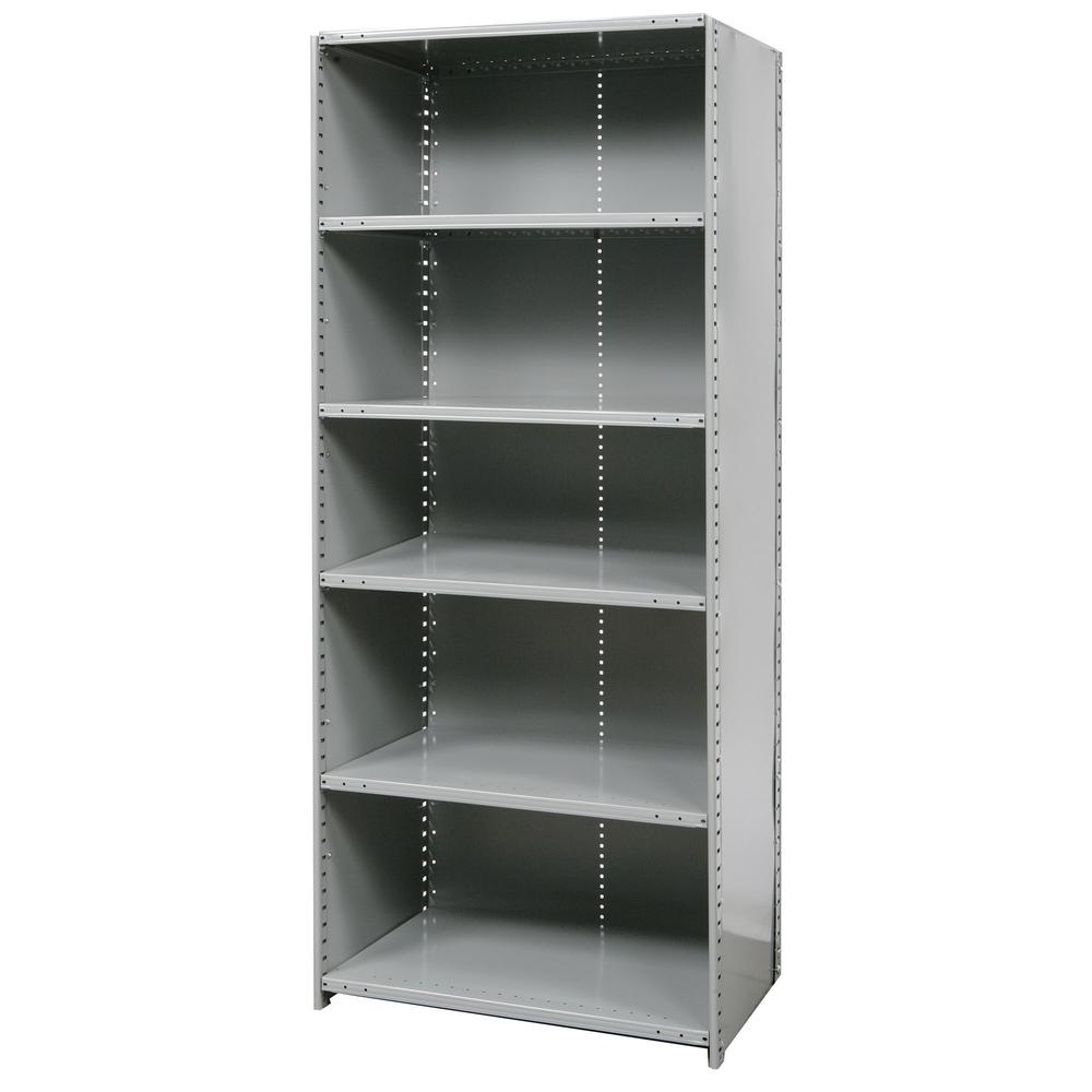 Hallowell Hi-Tech Metal Shelving 48"W x 24"D x 87"H 725 Dark Gray 6 Adjustable Shelves Starter Unit Closed Style. Picture 12