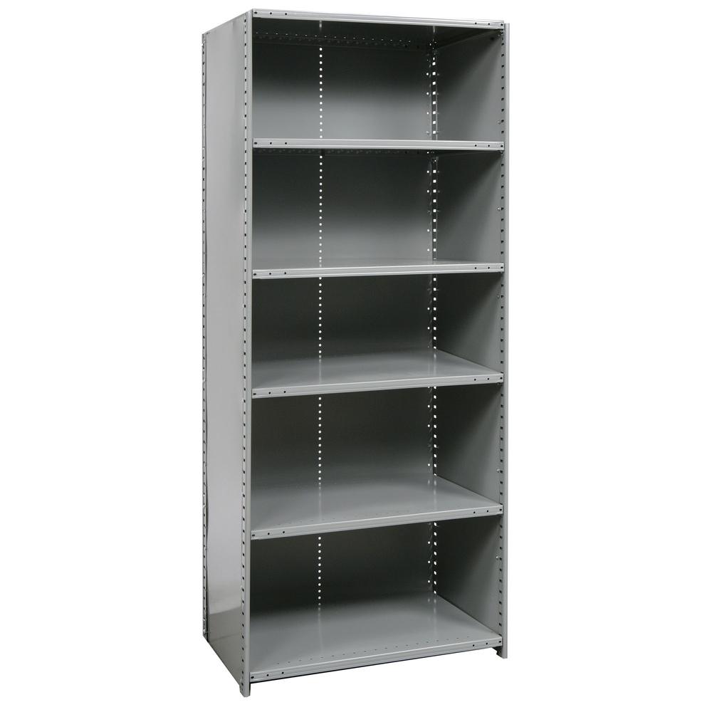 Hallowell Hi-Tech Metal Shelving 48"W x 24"D x 87"H 725 Dark Gray 6 Adjustable Shelves Starter Unit Closed Style. Picture 14