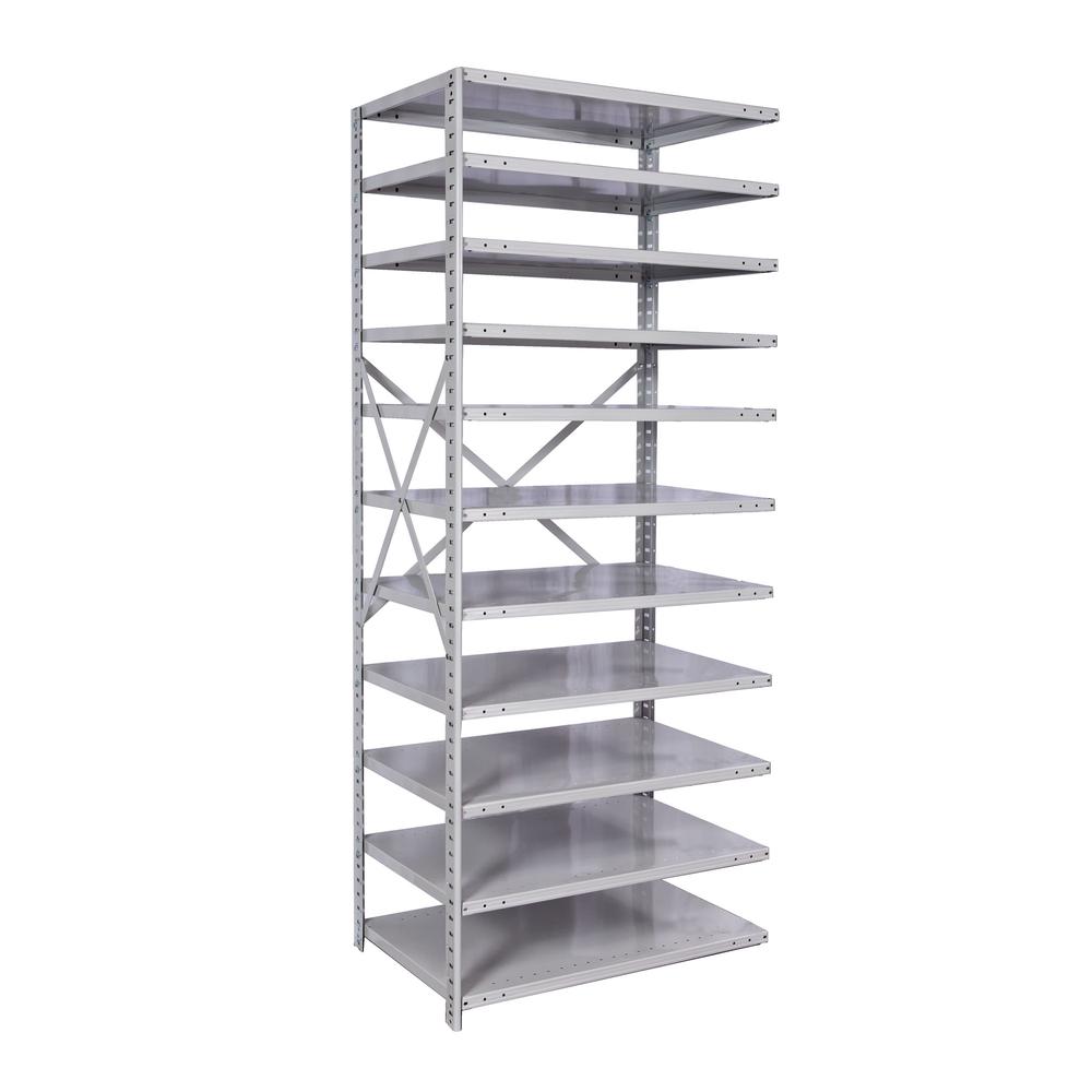 MedSafe Antimicrobial Hi-Tech Shelving 48"W x 24"D x 87"H 711 Light Gray 11 Adjustable Shelves Starter Unit Open Style with Sway Braces. Picture 1