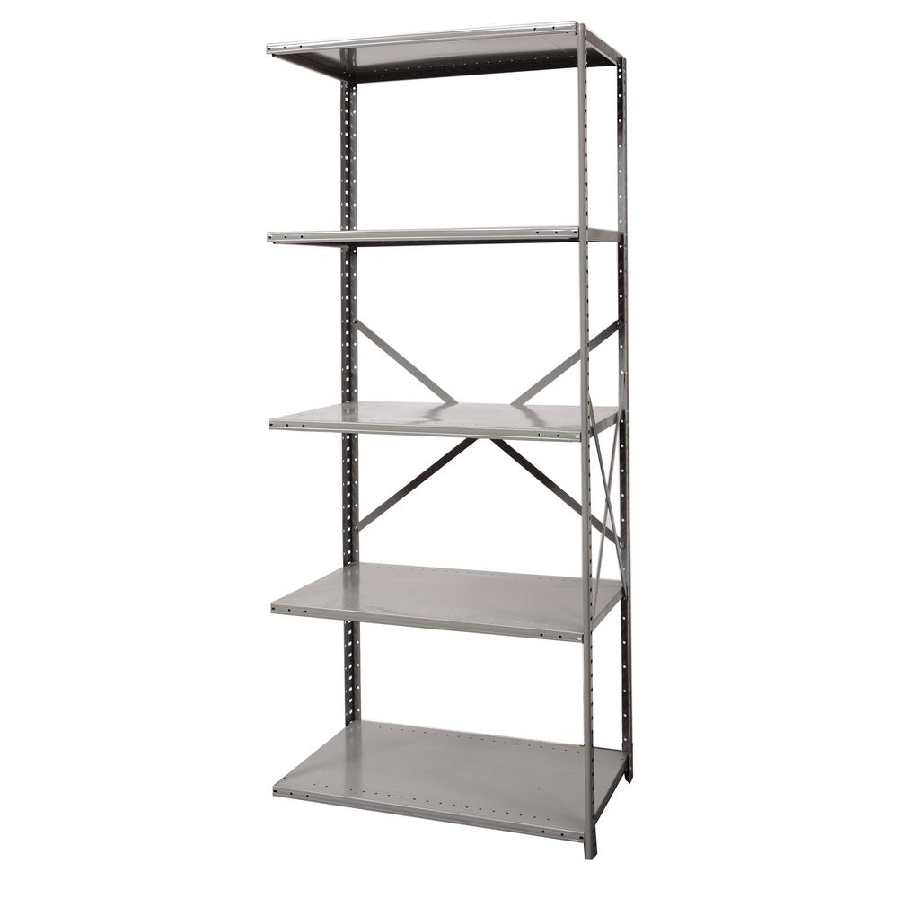 Hallowell Hi-Tech Metal Shelving 48"W x 24"D x 87"H 725 Dark Gray 5 Adjustable Shelves Add-on Unit Open Style with Sway Braces. Picture 4