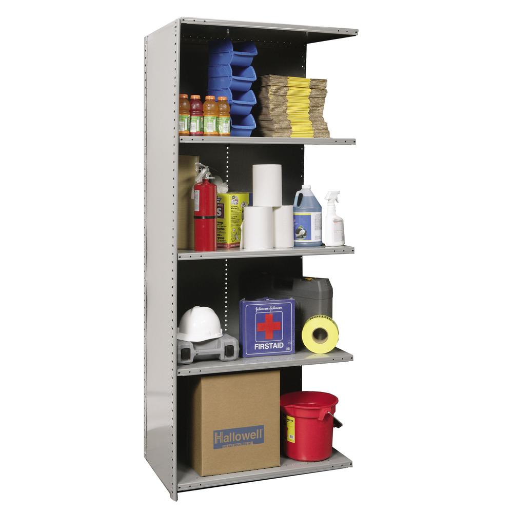Hallowell Hi-Tech Metal Shelving 48"W x 24"D x 87"H 725 Dark Gray 5 Adjustable Shelves Add-on Unit Closed Style. Picture 1