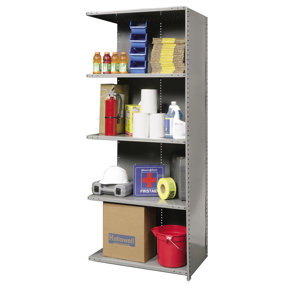 Hallowell Hi-Tech Metal Shelving 48"W x 24"D x 87"H 725 Dark Gray 5 Adjustable Shelves Add-on Unit Closed Style. Picture 2