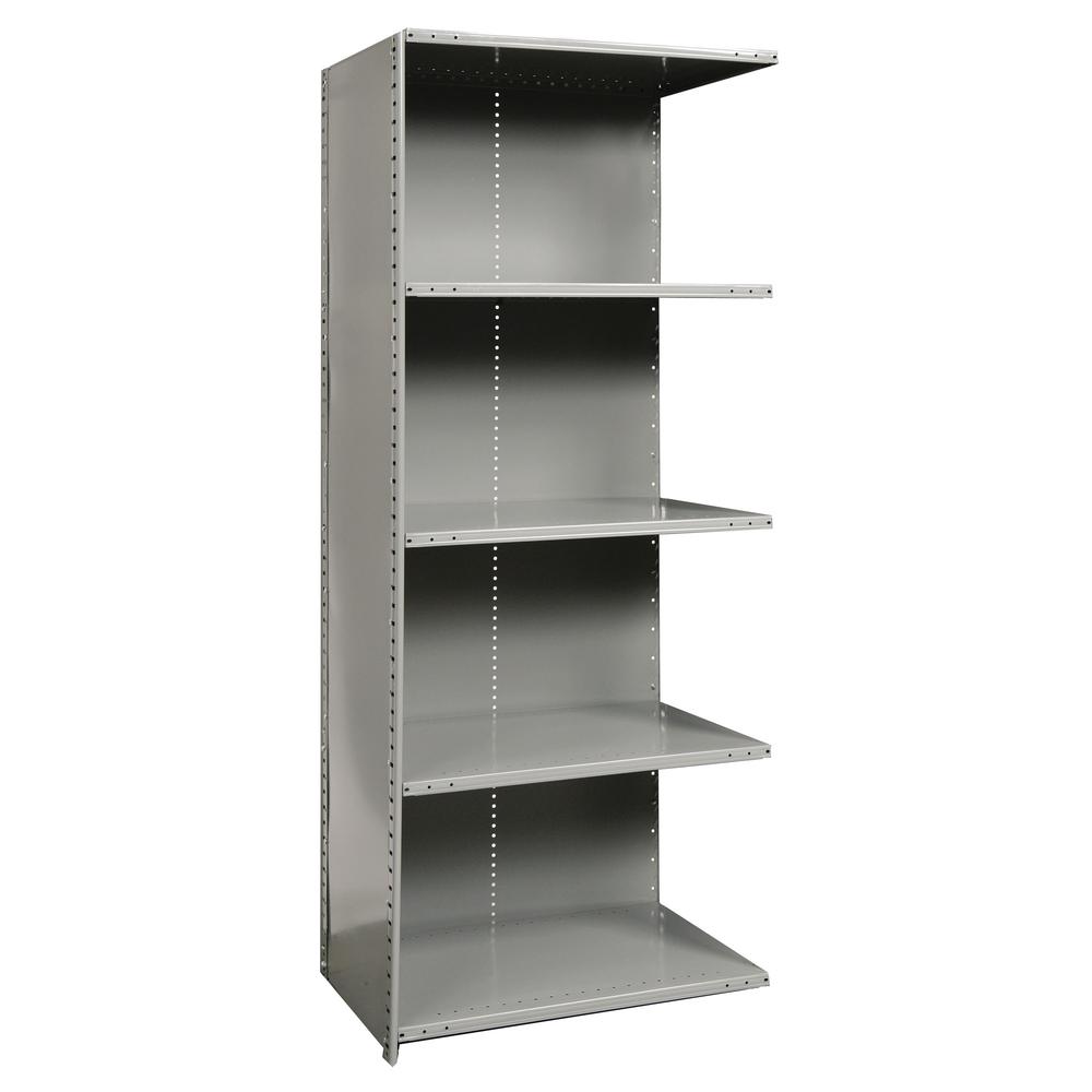 Hallowell Hi-Tech Metal Shelving 48"W x 24"D x 87"H 725 Dark Gray 5 Adjustable Shelves Add-on Unit Closed Style. Picture 5