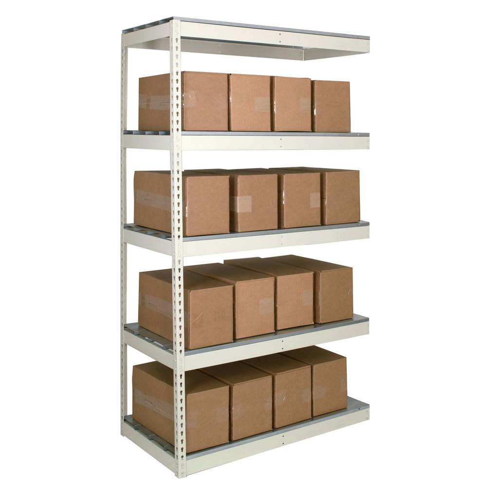 Rivetwell, Double Rivet Boltless Shelving with Center Support 72"W x 48"D x 120"H  729 Tan 5 Levels Starter Unit Decking not included. Picture 2