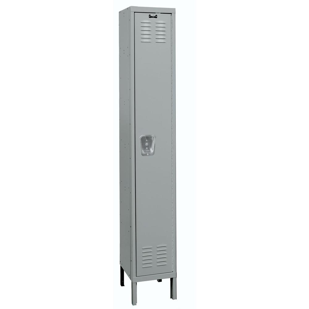 Hallowell Premium Locker, 12"W x 12"D x 66"H, 725 Dark Gray, Single Tier, 1-Wide, Assembled. Picture 1