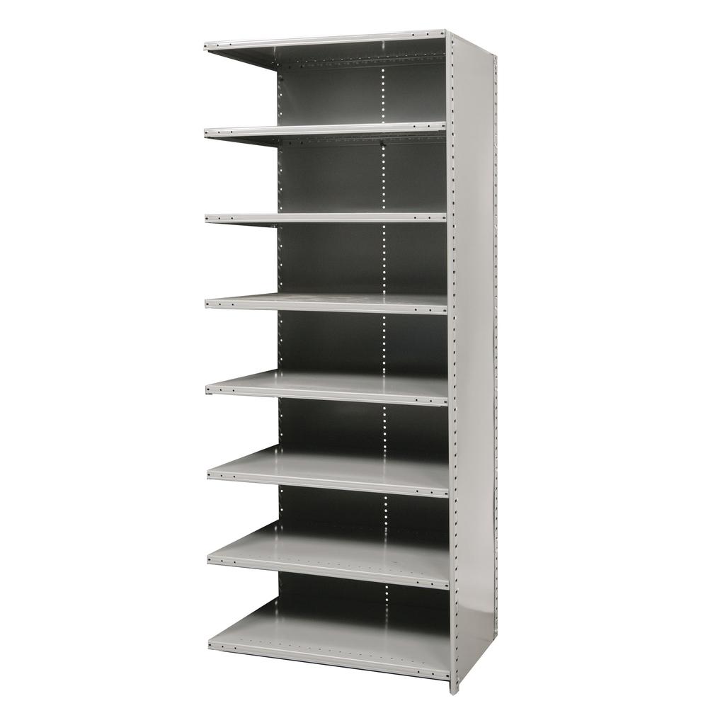 Hallowell Hi-Tech Metal Shelving 36"W x 12"D x 87"H 725 Dark Gray 8 Adjustable Shelves Starter Unit Closed Style. Picture 14