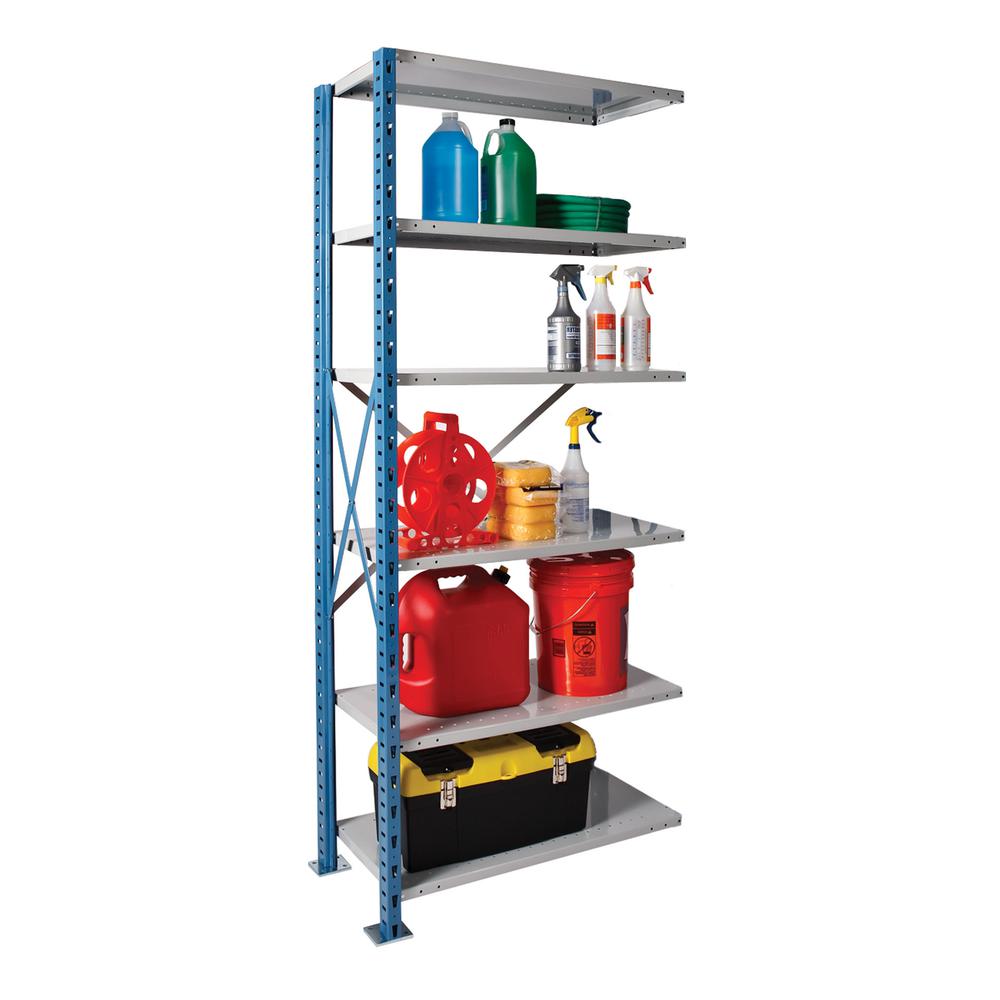 Hallowell Hi-Tech Metal Shelving 36"W x 12"D x 87"H 725 Dark Gray 6 Adjustable Shelves Starter Unit Open Style with Sway Braces. Picture 1