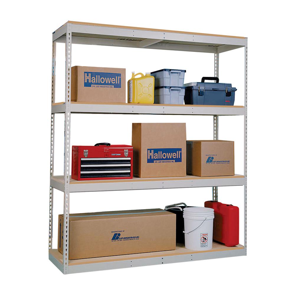 Rivetwell, Double Rivet Boltless Shelving 72"W x 30"D x 84"H  729 Tan 4 Levels Starter Unit Decking not included. Picture 1