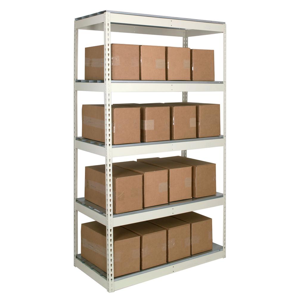 Rivetwell, Double Rivet Boltless Shelving with Center Support 96"W x 30"D x 120"H  729 Tan 5 Levels Starter Unit Decking not included. Picture 1
