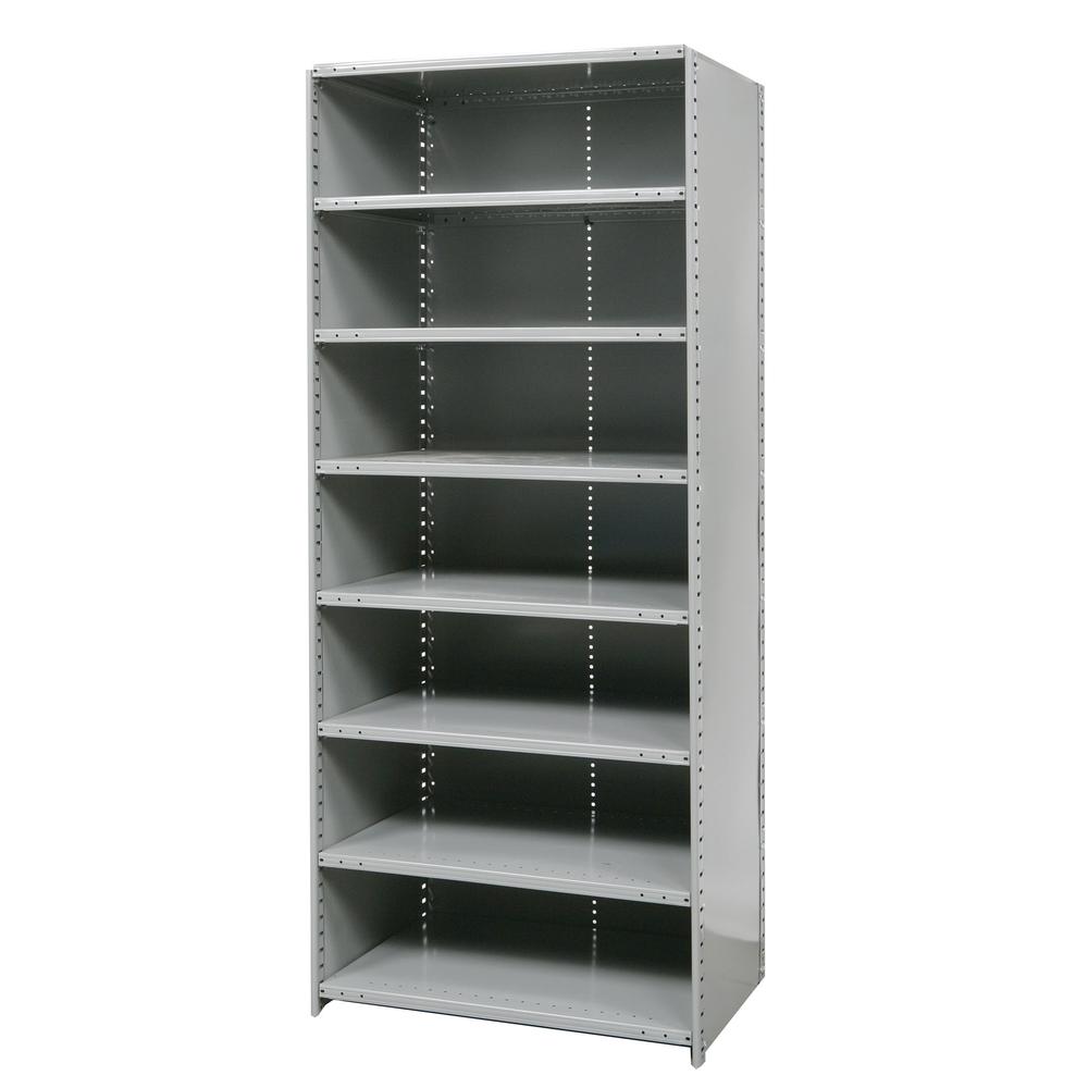 Hallowell Hi-Tech Metal Shelving 36"W x 18"D x 87"H 725 Dark Gray 8 Adjustable Shelves Starter Unit Closed Style. Picture 13