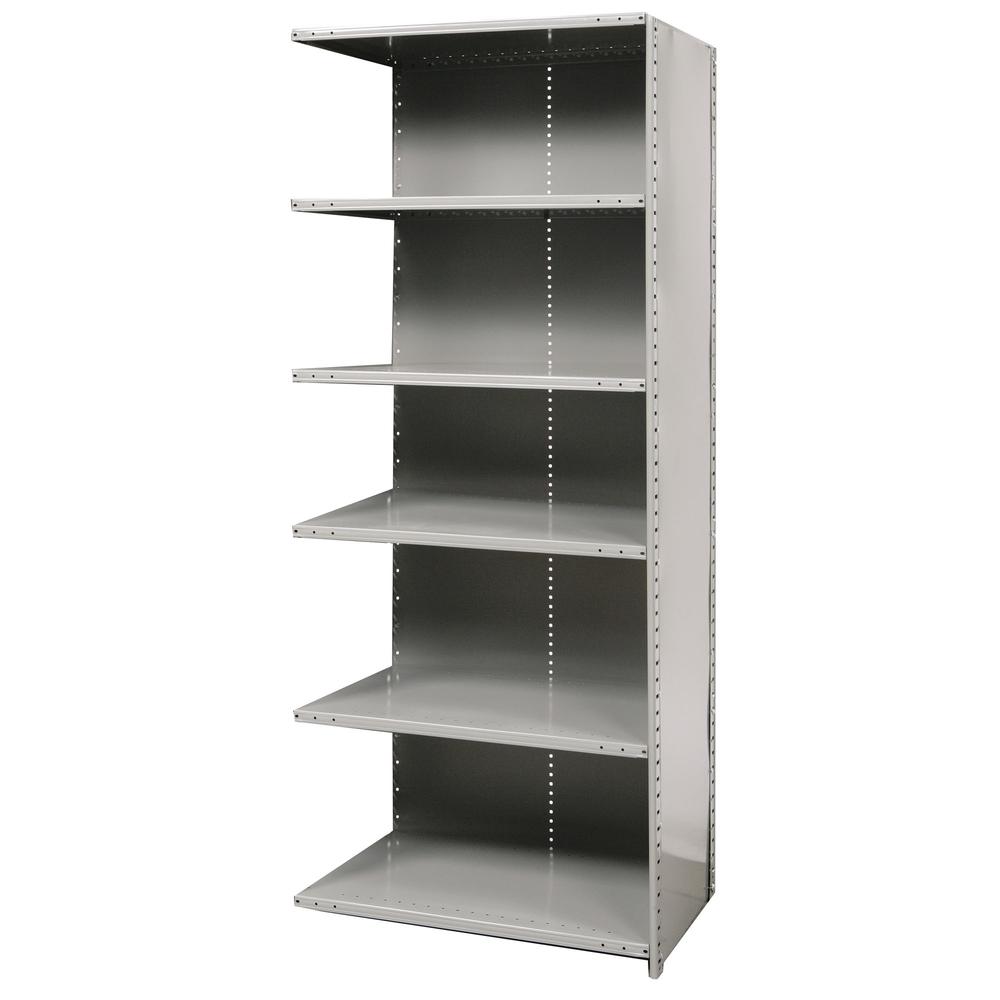 Hallowell Hi-Tech Metal Shelving 36"W x 12"D x 87"H 725 Dark Gray 6 Adjustable Shelves Add-on Unit Closed Style. Picture 4
