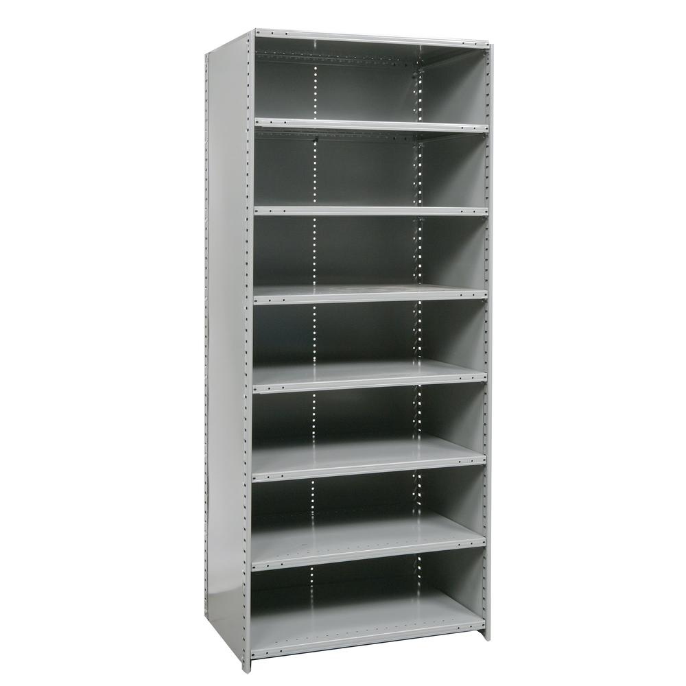 Hallowell Hi-Tech Metal Shelving 36"W x 24"D x 87"H 725 Dark Gray 8 Adjustable Shelves Starter Unit Closed Style. Picture 15