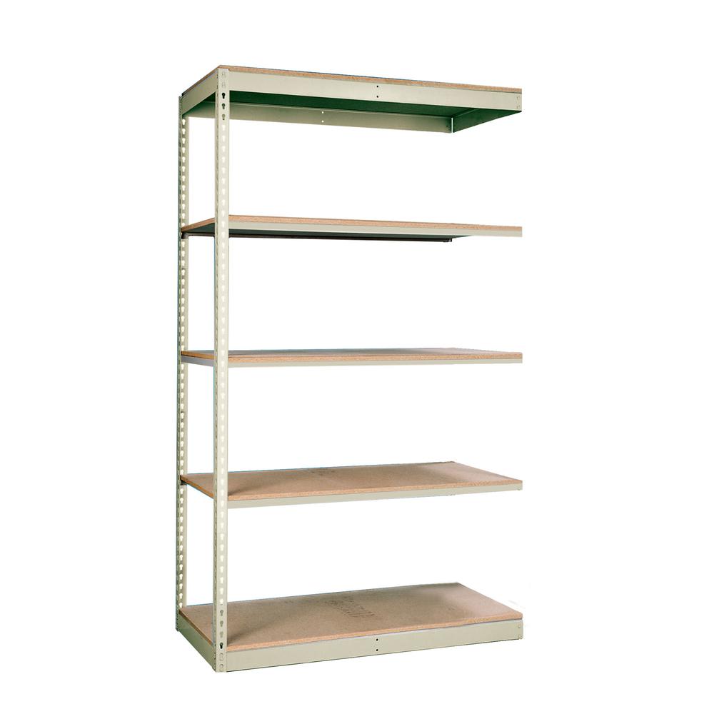 Rivetwell, Single Rivet Boltless Shelving 48"W x 36"D x 84"H  729 Tan 5 Levels Starter Unit Decking not included. Picture 2