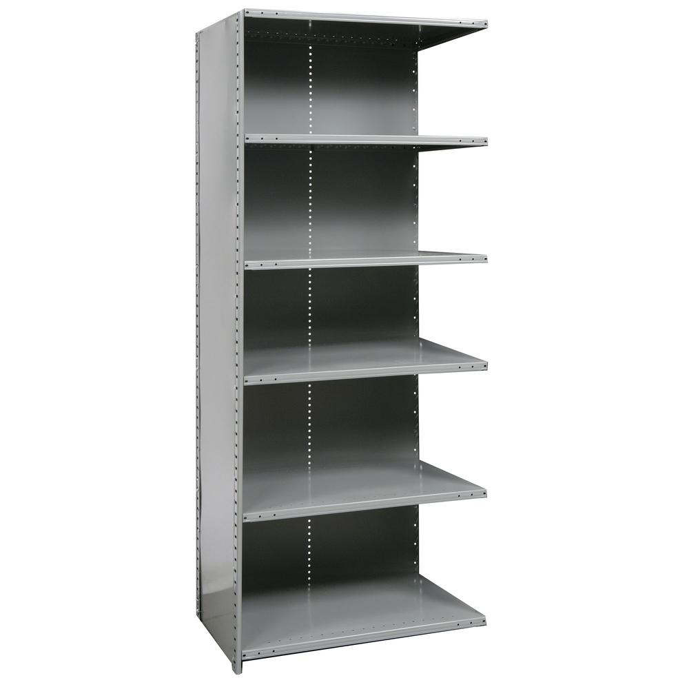 Hallowell Hi-Tech Metal Shelving 36"W x 18"D x 87"H 725 Dark Gray 6 Adjustable Shelves Add-on Unit Closed Style. Picture 5